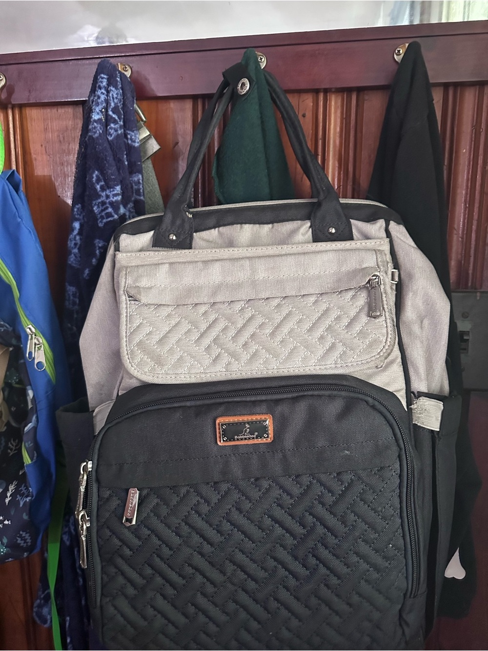 Quilted Black and Gray Kids Backpack Tote - Unbranded